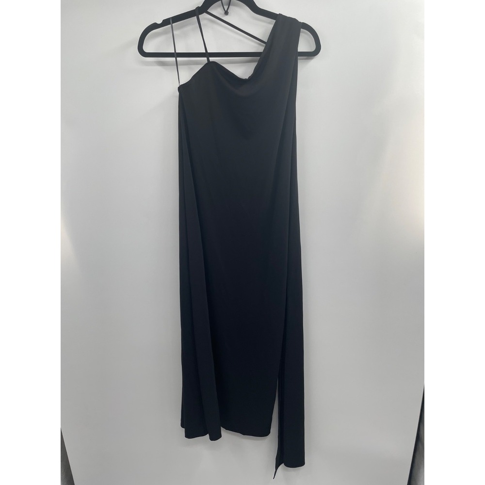 NWT MNG Asymmetrical Mango Wrap Drape MIDI Dress Women's‎ Medium Black Partywear